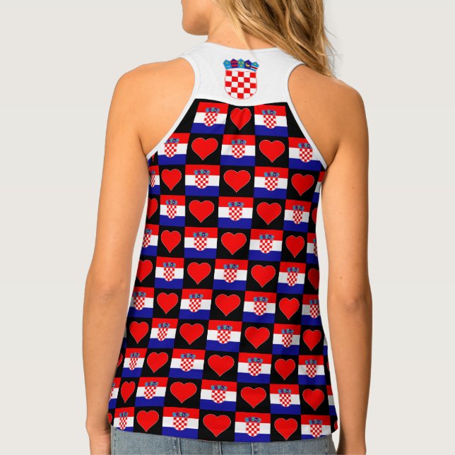 Croatia National Flag Heart Fun Patriotic Croatian Tank Top (Back)