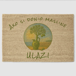Croatia Olive Oil Vintage Label Art Fiber Doormat
