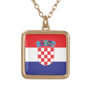 Croatia Plain Flag Gold Plated Necklace by representshop at Zazzle