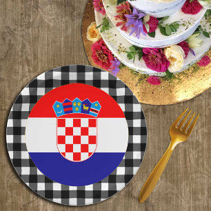 Croatia Plate, buffalo plaid & Croatian Flag Paper Plates