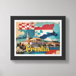 Croatia Pop Art Travel Illustration Framed Art