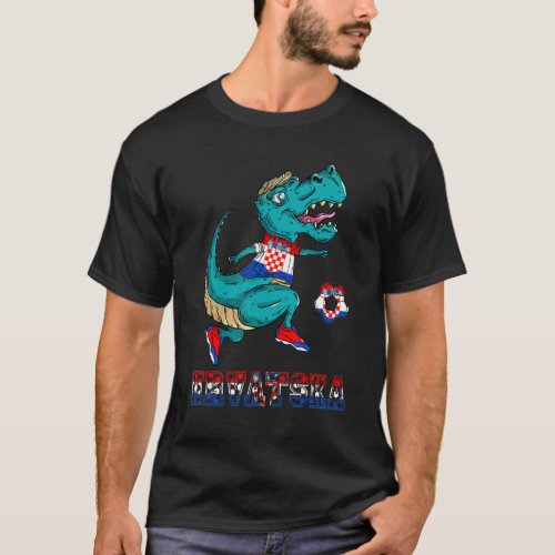 Croatia Rex Dino Soccer Team Croatia Flag Croatian T_Shirt