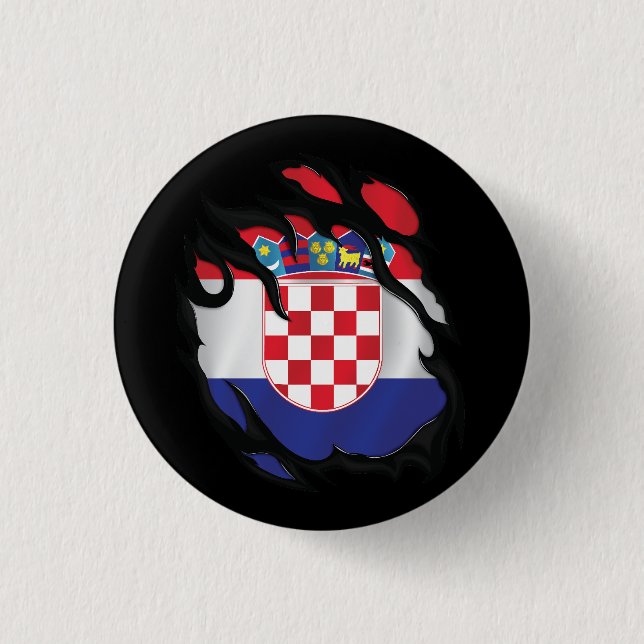 Croatia Ripped Flag Button (Front)