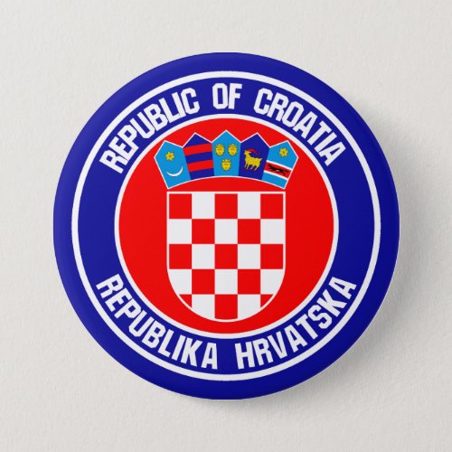 Croatia Round Emblem Button