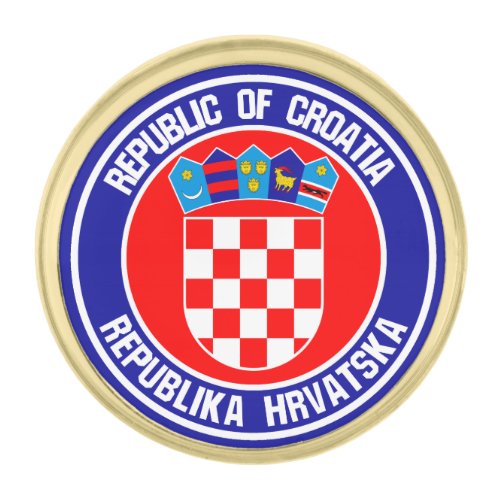 Croatia Round Emblem Gold Finish Lapel Pin