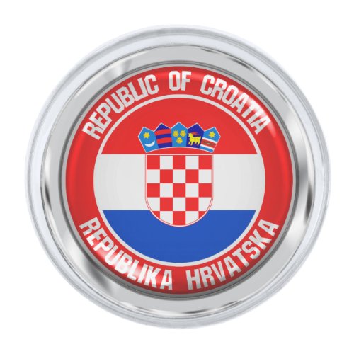 Croatia Round Emblem Silver Finish Lapel Pin