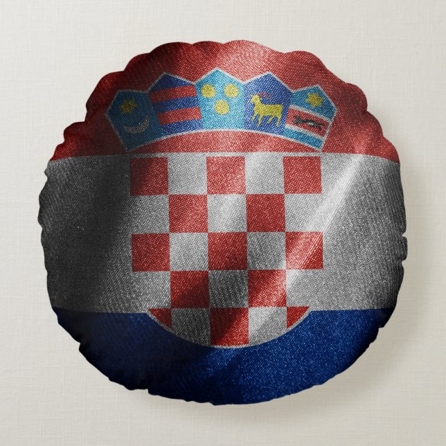Croatia silk flag round pillow (Front)
