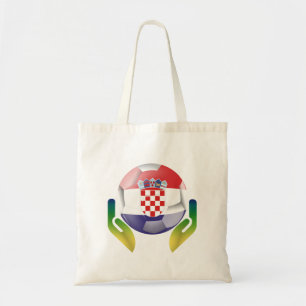 Croatia Soccer Ball in Protective Hands Tote Bag