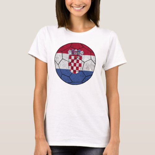 Croatia Soccer Ball Ladies Baby Doll T_Shirt