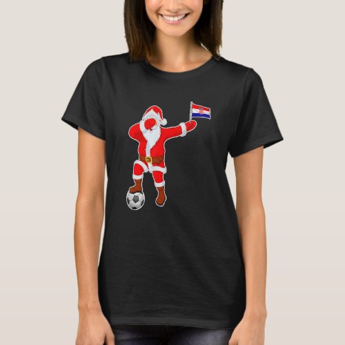 Croatia Soccer  Dabbing Santa Christmas Croatian F T_Shirt