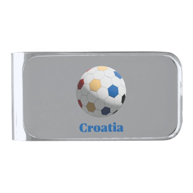 Croatia Soccer Silver Finish Money Clip (Front)
