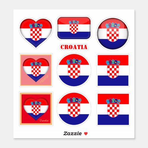 Croatia stickers  Croatian Flag Heart sports