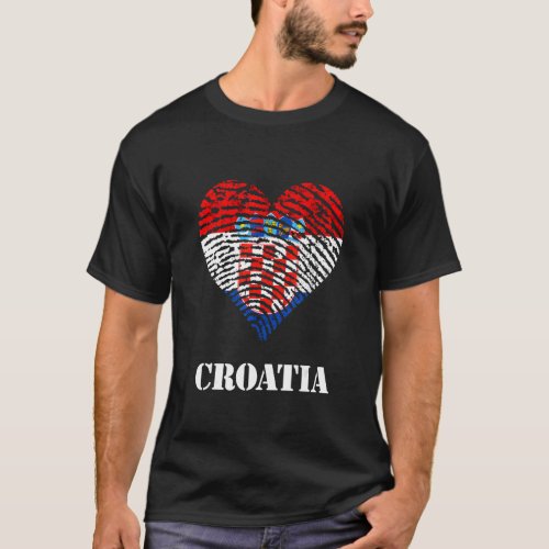 Croatia Thumb Heart Croatian Roots Hrvatska Croati T_Shirt