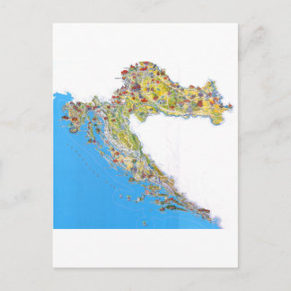 Croatia touristic map, hrvatska turistička mapa postcard