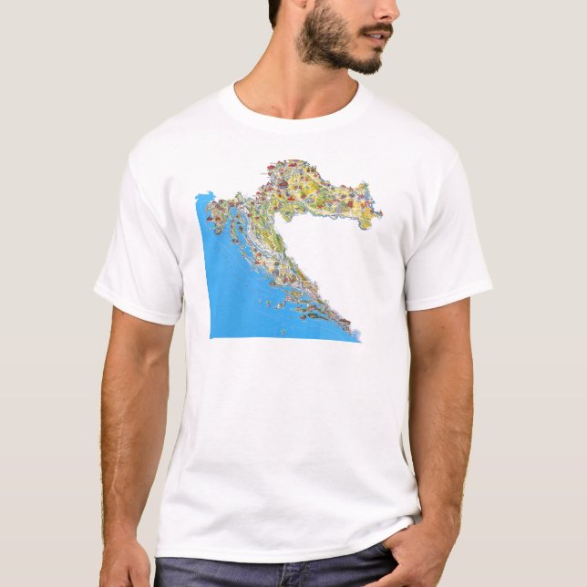 Croatia touristic map, hrvatska turistička mapa T-Shirt (Front)