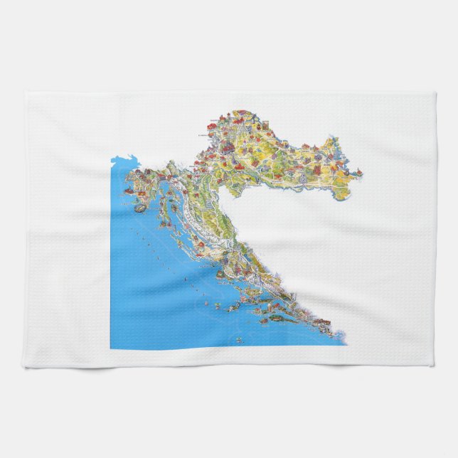 Croatia touristic map, hrvatska turistička mapa towel (Horizontal)