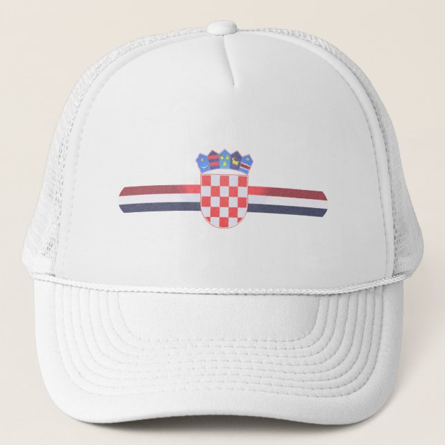 Croatia Trucker Hat - Croatian Flag Dots Ball Cap (Front)