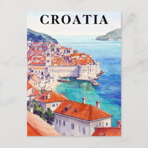 Croatia Vintage Adriatic Sea Coastline Postcard