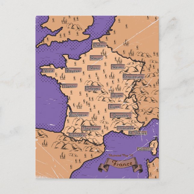 Croatia Vintage old map Announcement Postcard (Front)