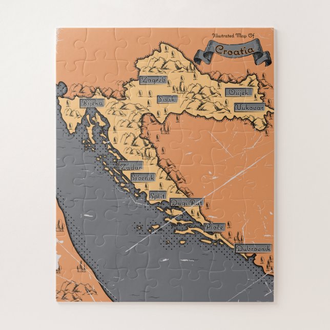 Croatia Vintage old map Jigsaw Puzzle (Vertical)