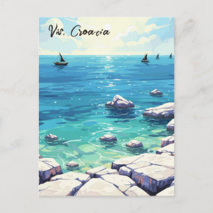 Croatia Vis Island Travel Postcard