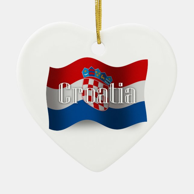 Croatia Waving Flag Ceramic Ornament (Front)
