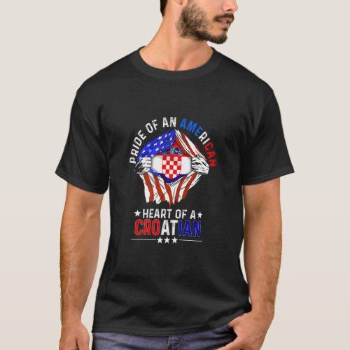 Croatian American America Pride Foreign Croatia Fl T_Shirt