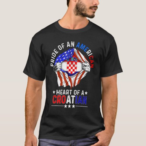 Croatian American America Pride Foreign Croatia Fl T_Shirt