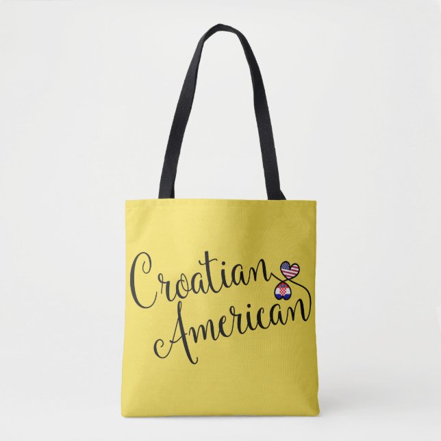 Croatian American Entwined Hearts Grocery Bag (Front)