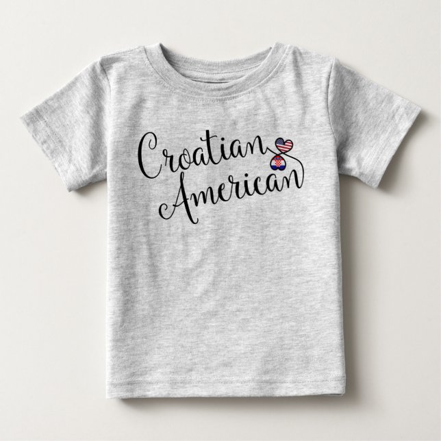 Croatian American Entwinted Hearts  Baby T-Shirt (Front)