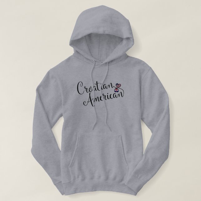 Croatian American Entwinted Hearts Hoodie (Design Front)