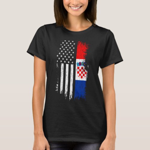 Croatian American Flag Hoodie _ Pride Croatia USA  T_Shirt