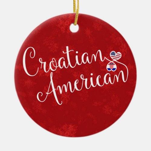 Croatian American Hearts Christmas Tree Ornament