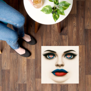 Croatian Beauty Eyes & Lips Pop Portrait Floor Decals
