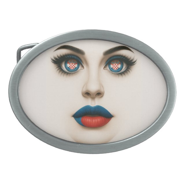 Croatian Beauty – Pop Art Portrait Belt Buckle (Front)