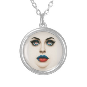 Croatian Beauty – Pop Art Portrait Silver Plated Necklace