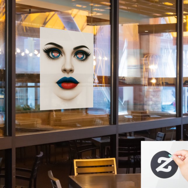 Croatian Beauty – Pop Art Portrait Window Cling (Restaurant Window)