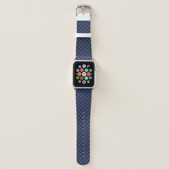 Croatian Black and Blue Checkered Pattern Apple Wa Watch Band (Front)