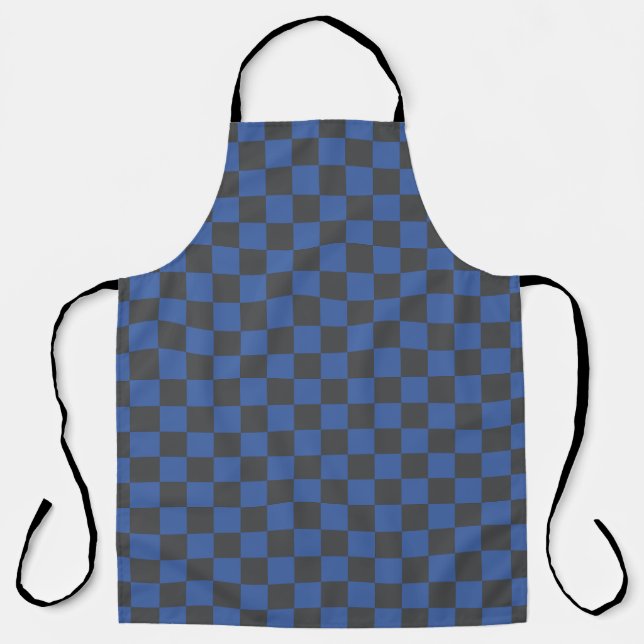 Croatian Black Blue Checkerboard Pattern Apron (Front)