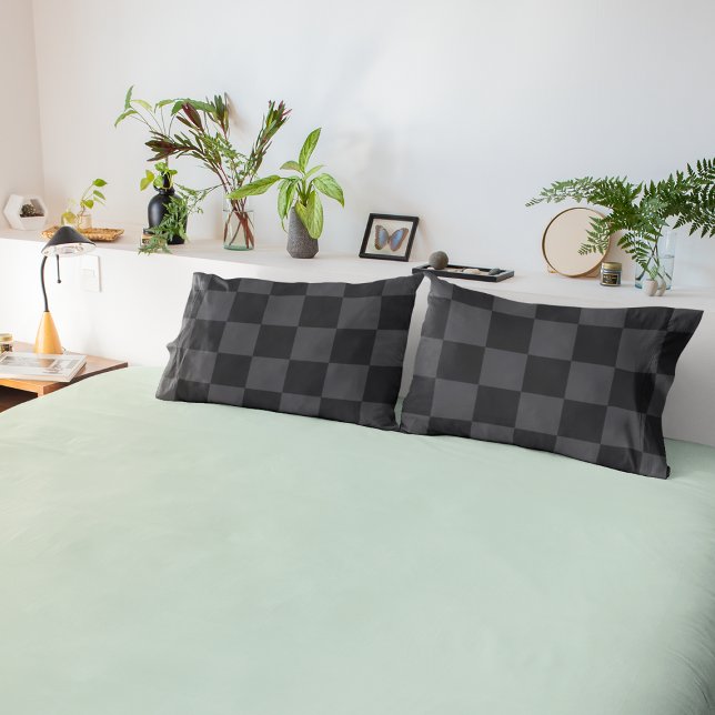Croatian Black Gray Geometric Checkered Pattern Pillow Case (Creator Uploaded)