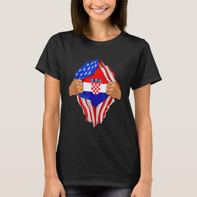 Croatian Blood Inside Me T-Shirt  Croatia Flag Gif (Front)