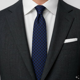 Croatian Blue and Black Checkerboard Pattern Neck Tie