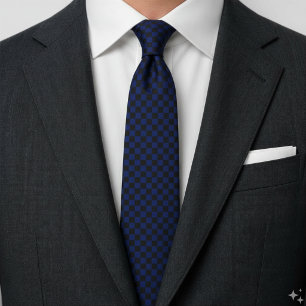 Croatian Blue and Black Checkerboard Pattern Neck Tie