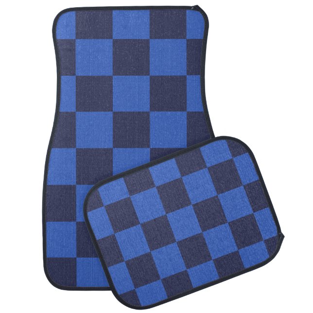 Croatian Bold Blue Checkers Car Floor Mat (Set)