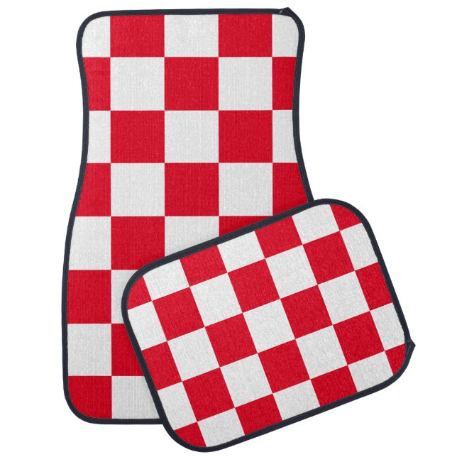 Croatian Bold Red Checkers Car Floor Mat (Set)
