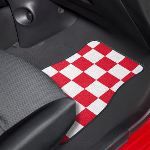 Croatian Bold Red Checkers Car Floor Mat