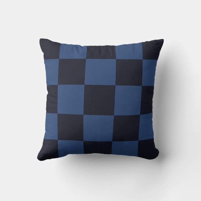 Croatian checkerboard pattern blue throw pillow (Back)