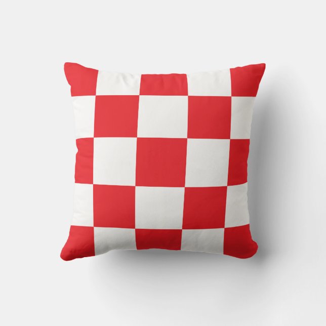 Croatian checkerboard pattern red throw pillow (Back)