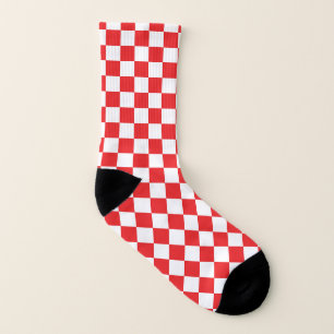Croatian Checkerboard Red White Pattern Socks