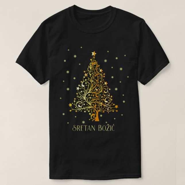 Croatian Christmas Tree Croatia Ornament Decoratio T-Shirt (Design Front)